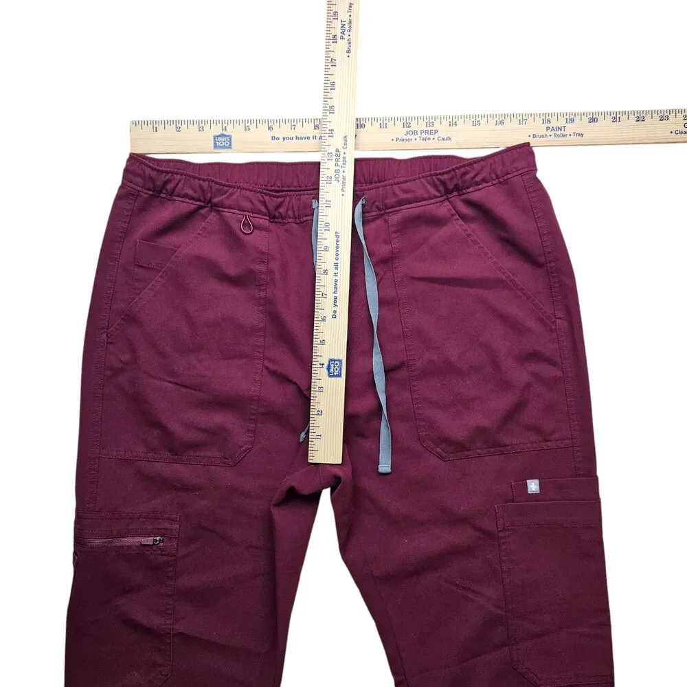 FIGS Cairo Cargo Scrub Pants Mens Large Burgundy Straight Leg